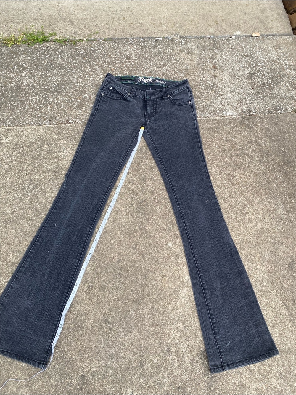 Rock 47 by Wrangler- Women's Black Flared Jeans 0 x 36 rodeo or riding